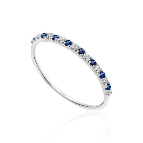 Anillo Diamantes Zafiro Azalea 0.06 Oro Blanco - Anillos de Zafiro