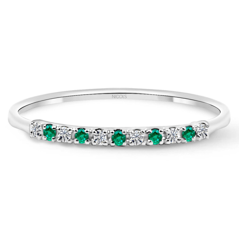 Anillo Diamantes Esmeralda Azalea 0.04 Oro Blanco - LES ANNEAUX