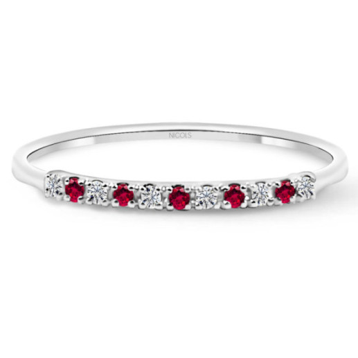 Ruby Azalea Diamond Ring 0.04 White Gold - Ruby Rings