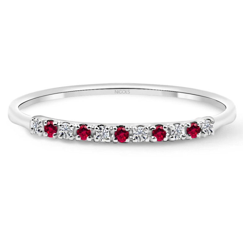 Ruby Azalea Diamond Ring 0.04 White Gold - Ruby Rings