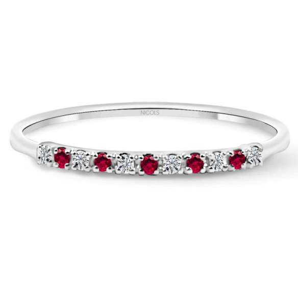 Ruby Azalea Diamond Ring 0.04 White Gold - Ruby Rings