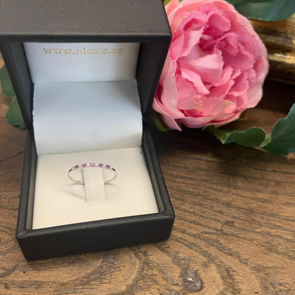 Ruby Azalea Diamond Ring 0.04 White Gold - Ruby Rings