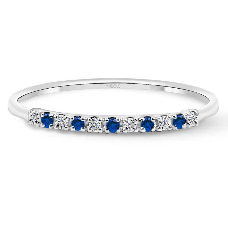 Anillo Diamantes Zafiro Azalea 0.04 Oro Blanco - ANILLOS