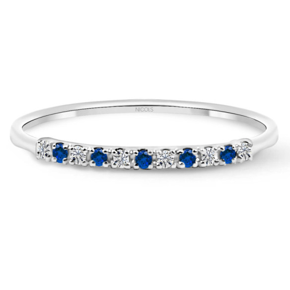 Anillo Diamantes Zafiro Azalea 0.04 Oro Blanco - ANILLOS