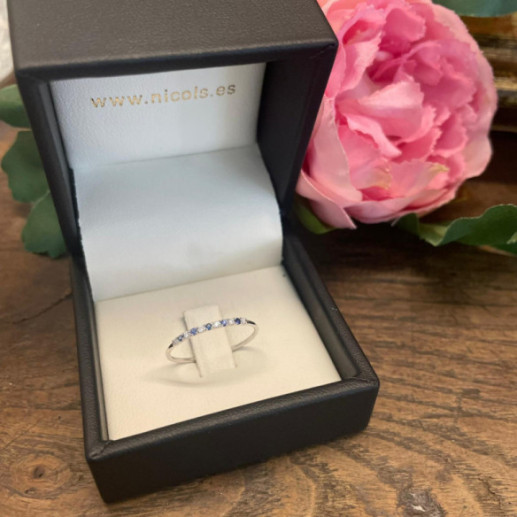 Anillo Diamantes Zafiro Azalea 0.04 Oro Blanco - RINGE 2