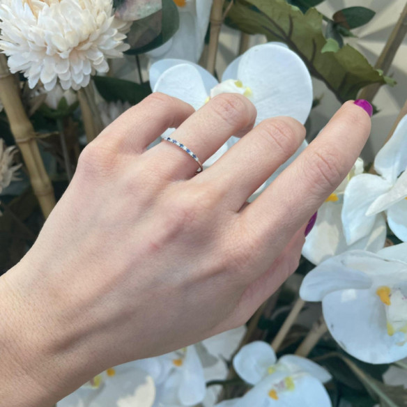 Azalea Sapphire Diamond Ring 0.04 White Gold - Rings