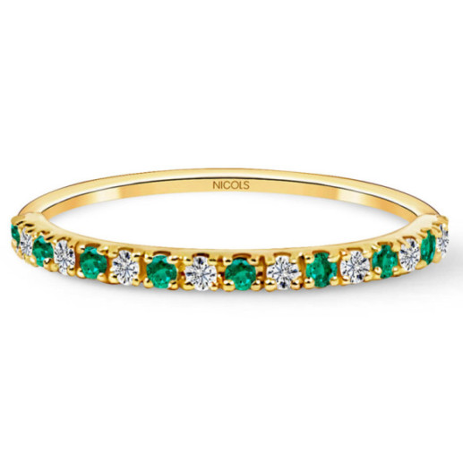 Anillo Diamantes Esmeralda Azalea 0.12 Oro Amarillo - Anillos de Esmeralda