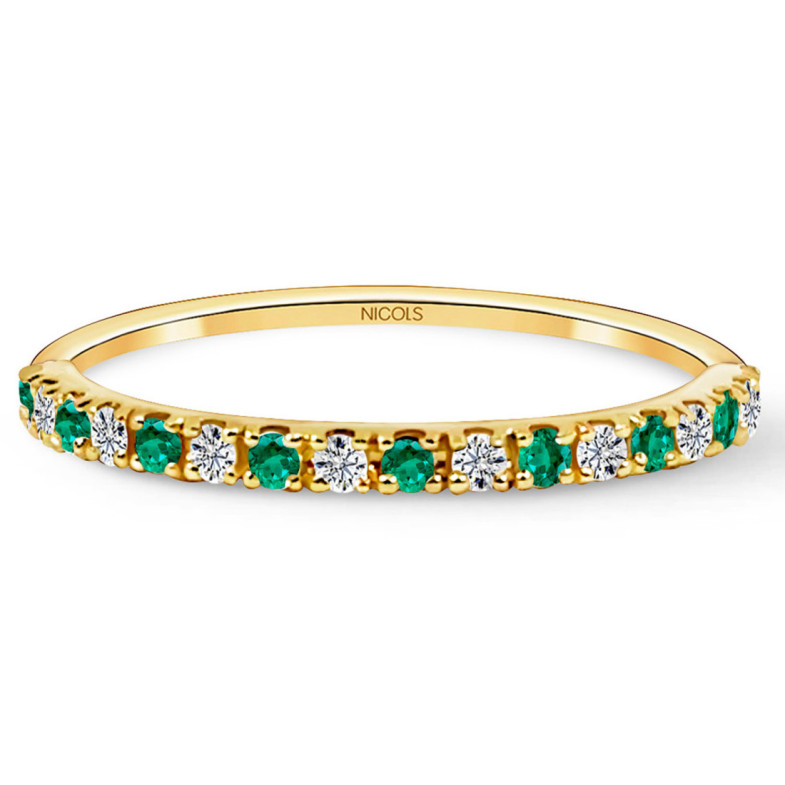 Emerald Azalea Diamond Ring 0.12 Yellow Gold - Emerald rings