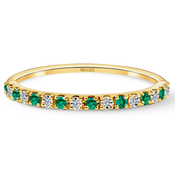 Emerald Azalea Diamond Ring 0.12 Yellow Gold - Emerald rings