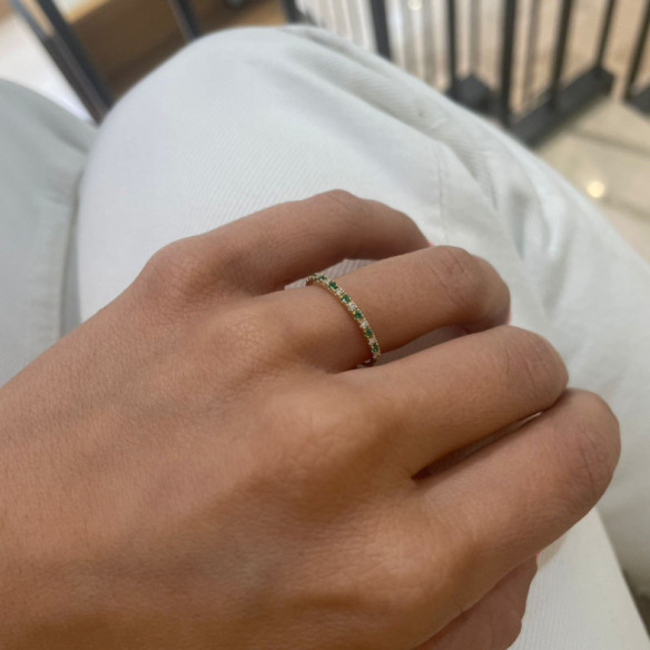Anillo Diamantes Esmeralda Azalea 0.12 Oro Amarillo - Smaragdringe