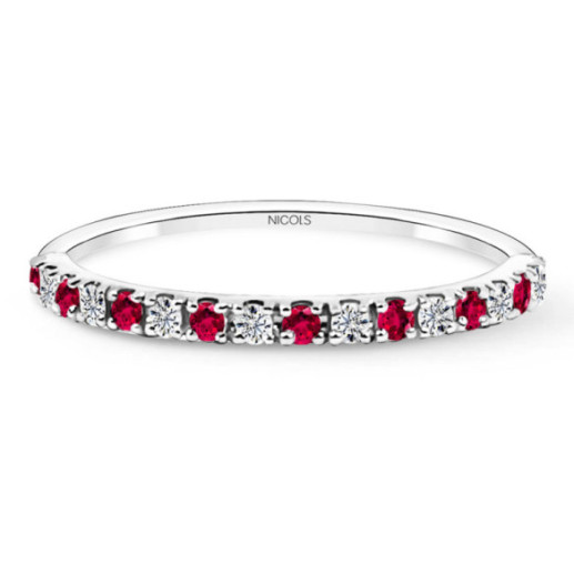 Ruby Azalea Diamond Ring 0.12 White Gold - Ruby Rings