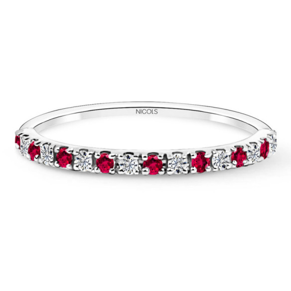 Anillo Diamantes Rubi Azalea 0.12 Oro Blanco - Anelli di rubino