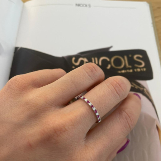 Anillo Diamantes Rubi Azalea 0.12 Oro Blanco - Bagues rubis 2
