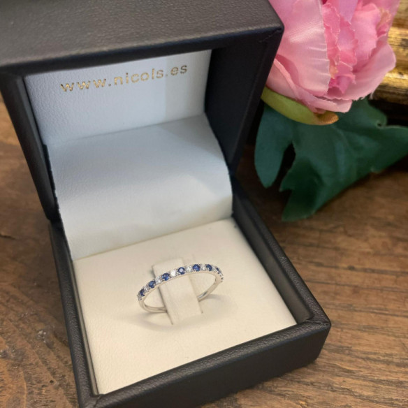 Anillo Diamantes Zafiro Azalea 0.12 Oro Blanco - Anéis de safira