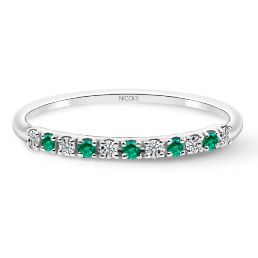 Anillo Diamantes Esmeralda Azalea 0.08 Oro Blanco - Smaragdringe
