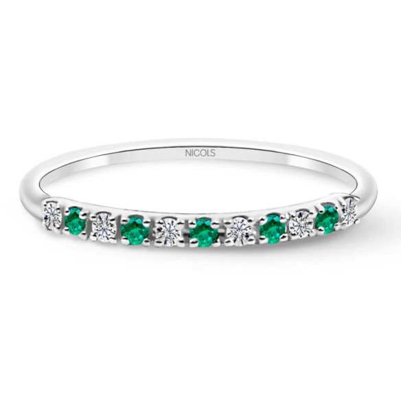 Emerald Azalea Diamond Ring 0.08 White Gold - Emerald rings