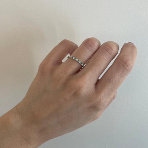 Emerald Azalea Diamond Ring 0.08 White Gold - Emerald rings 2