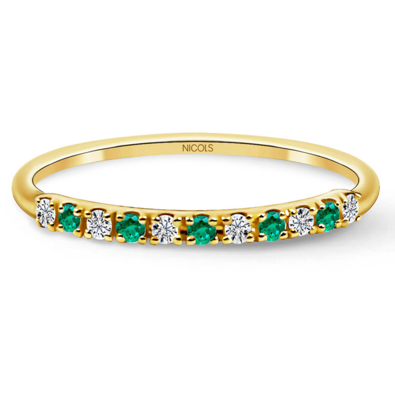 Emerald Azalea Diamond Ring 0.08 Yellow Gold - Emerald rings