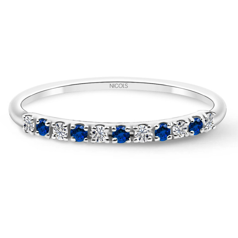 Anillo Diamantes Zafiro Azalea 0.08 Oro Blanco - Anillos de Zafiro