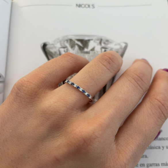 Anillo Diamantes Zafiro Azalea 0.08 Oro Blanco - Bagues en saphir