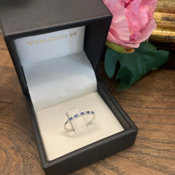 Anillo Diamantes Zafiro Azalea 0.08 Oro Blanco - Anéis de safira