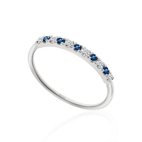 Anillo Diamantes Zafiro Azalea 0.08 Oro Blanco - Anéis de safira