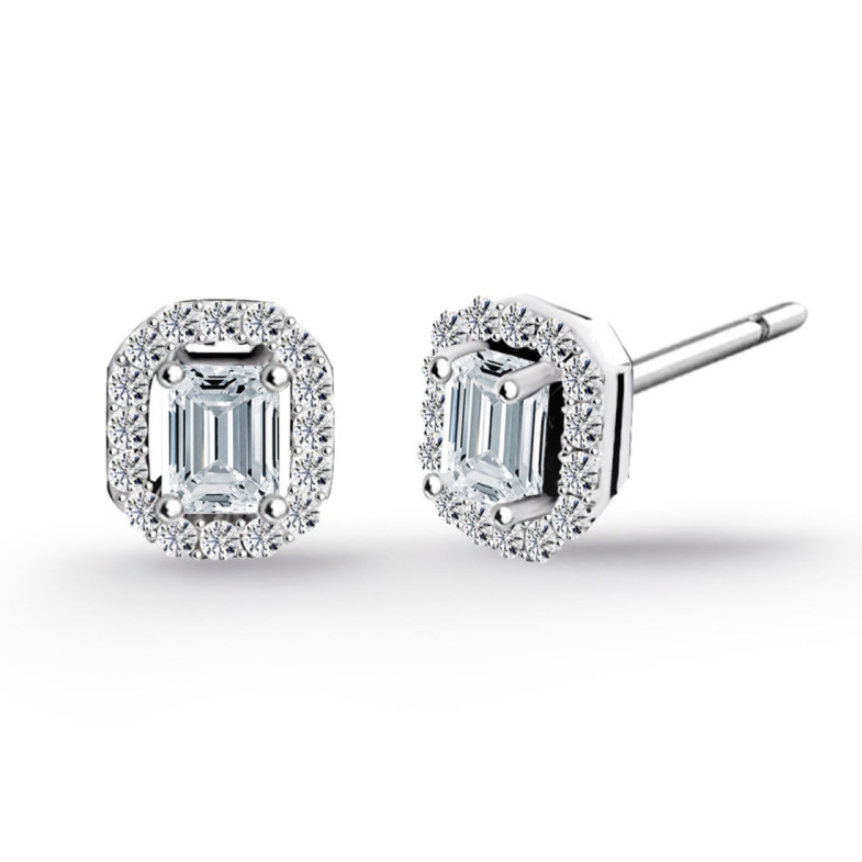 Angie Diamond Earrings Emerald size 0.70 - Diamond Earrings