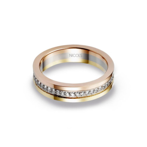 Anillo Diamantes Eternity Chloe 4mm Tres Oros - Anillos Eternity Alianza Completa