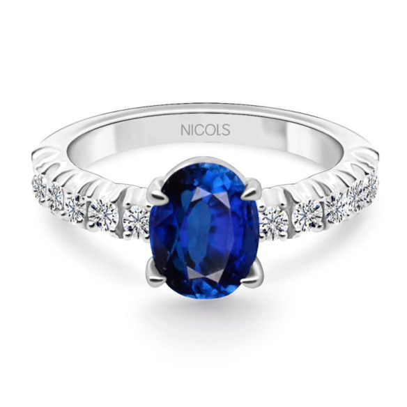 Anillo Zafiro oval Lola 1.20 Quilates - Anillos de Compromiso Azul