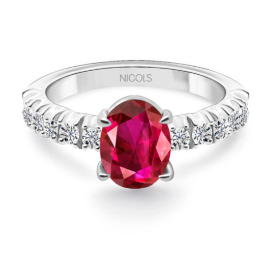 Anillo Rubí oval Lola 1,20 Quilates - Anéis de noivado vermelho
