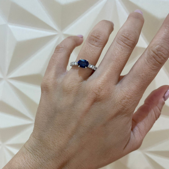 Anillo Zafiro oval Lolita 1.20 - Anillos de Compromiso Azul