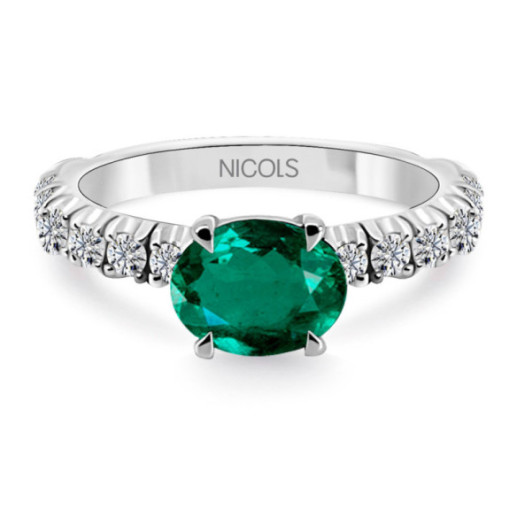 Lolita Oval Emerald Ring 1.20 - Green engagement rings