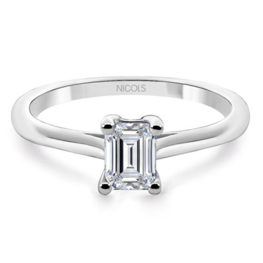 Anillo Diamante 0.45 Corte Esmeralda Compromiso Camille - Smeraldo