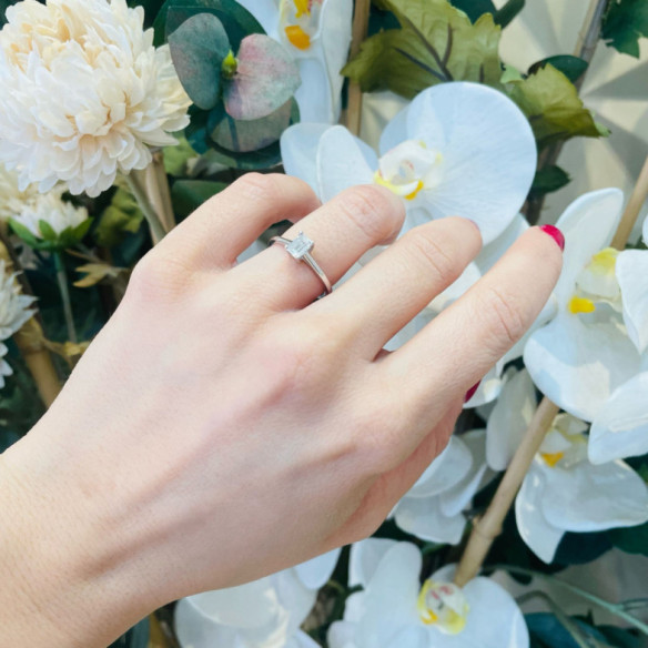 Diamond Ring 0.50 Emerald Cut Camille Engagement - Emerald Cut