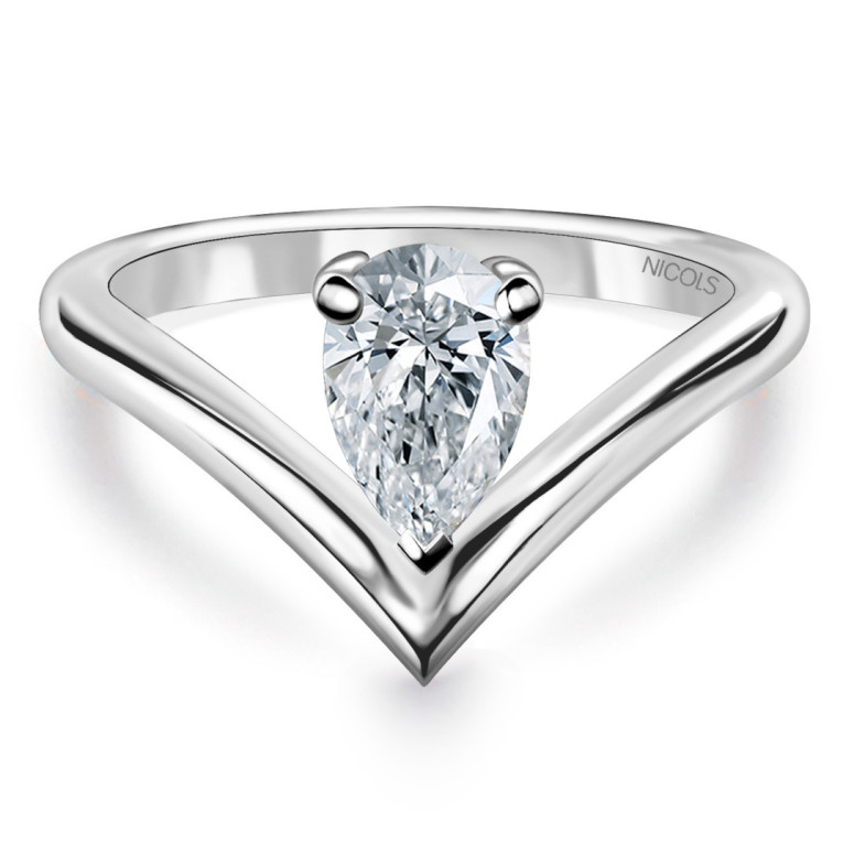 Pear Cut Paradise Diamond Solitaire Ring 0.50 Ct V-Ring - Talla Pera
