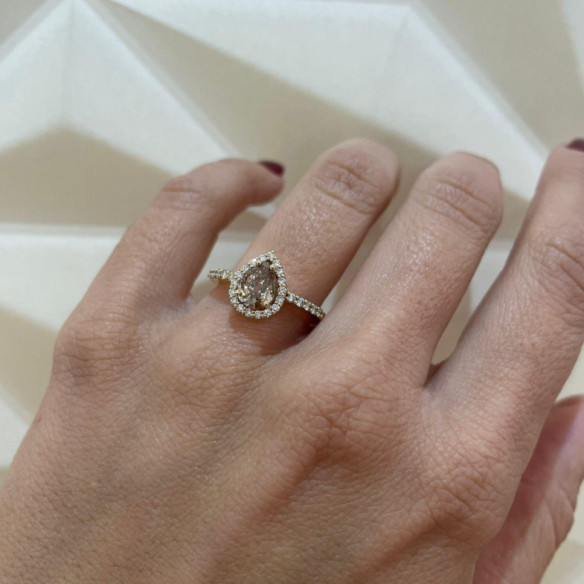 Anillo Diamante Pera Solitario 0.96 Quilates - Talla Pera