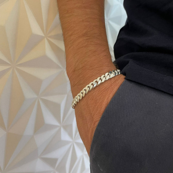 Pulsera Cubana 20cm Plata de Ley Maciza 925 7mm - Joyas de Plata