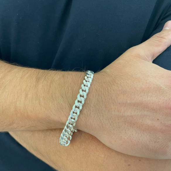 Cuban Bracelet 20cm Solid Sterling Silver 925 7mm - Silver Jewelry