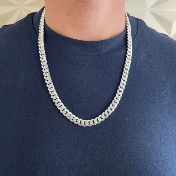 Cuban Chain 60cm Solid Sterling Silver 925 7mm - Silver Jewelry