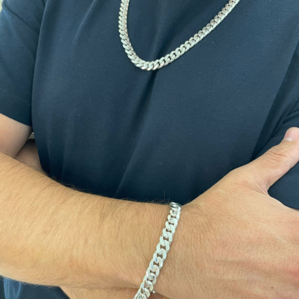 Cuban Chain 60cm Solid Sterling Silver 925 7mm - Silver Jewelry