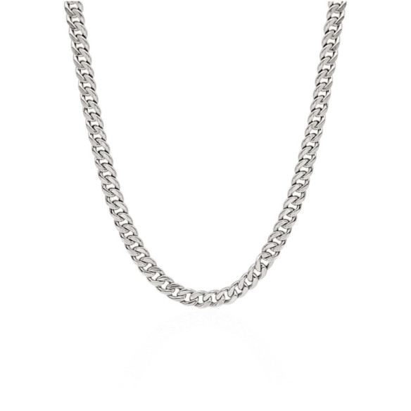 Cuban Chain 60cm Solid Sterling Silver 925 7mm - Silver Jewelry
