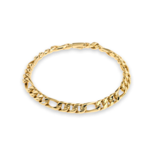 Pulsera Hombre Oro Amarillo Maciza 18K Figaro 3-1 - Pulseras de Hombre