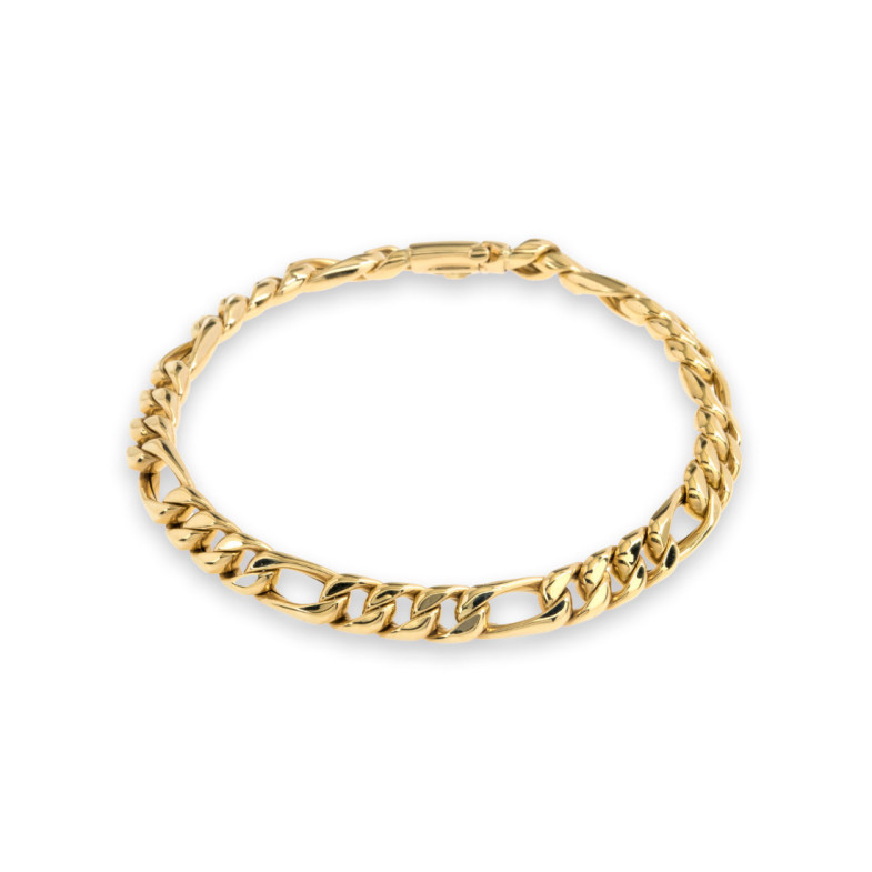 Pulsera Hombre Oro Amarillo Maciza 18K Figaro 3-1 - Pulseras de Hombre
