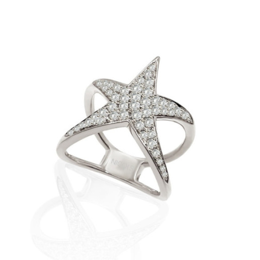 Anillo Oro Blanco Y Diamantes Estrella De Mar - diseños modernos