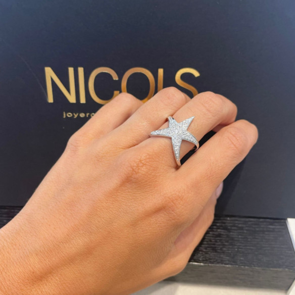 Anillo Oro Blanco Y Diamantes Estrella De Mar - designs modernos