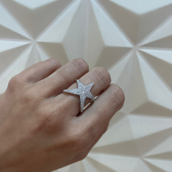 Anillo Oro Blanco Y Diamantes Estrella De Mar - moderne Designs