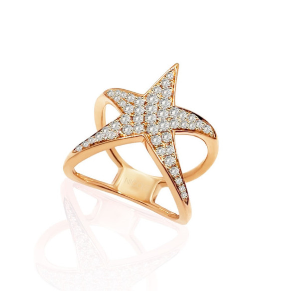 Anillo Oro Rosa Y Diamantes Estrella De Mar - Roses Rings Gold