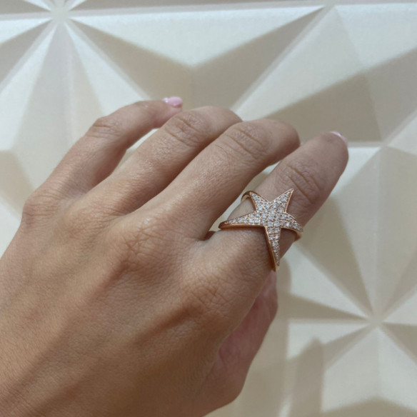 Anillo Oro Rosa Y Diamantes Estrella De Mar - Anelli d'oro rose