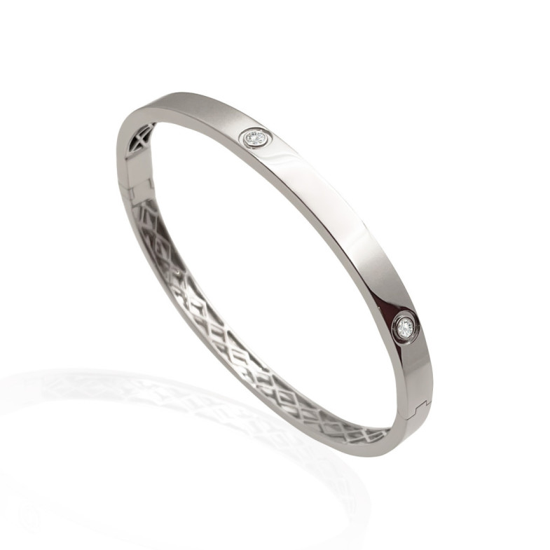 Brazalete de Oro Blanco y Diamantes Tornillos Armonía 5mm - Braccialetti d'oro