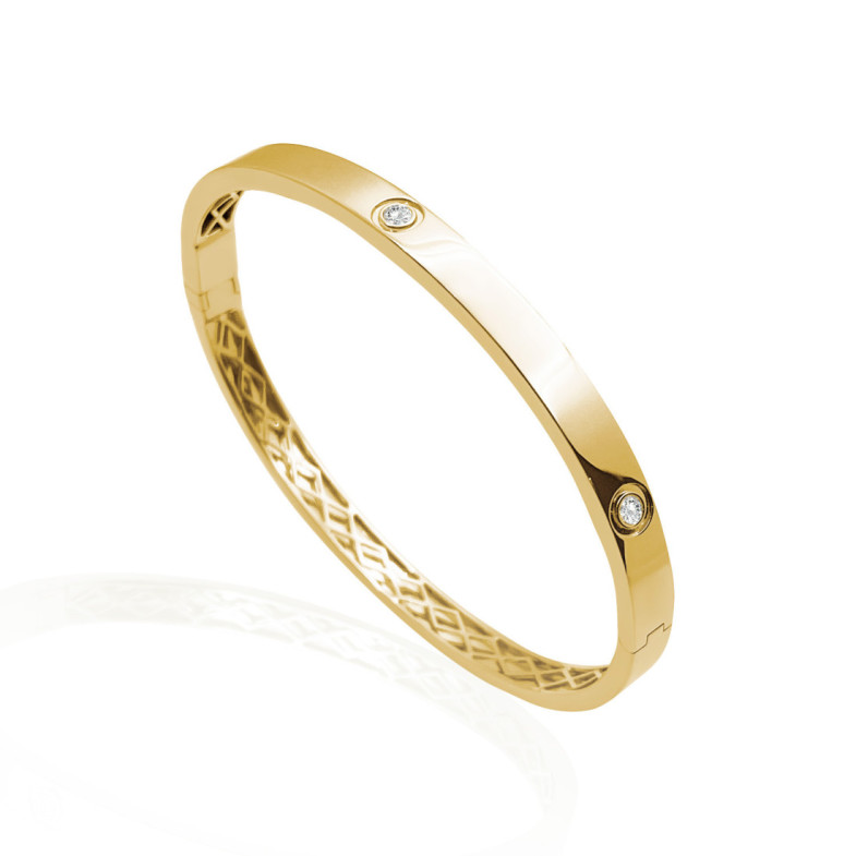 Brazalete de Oro Amarillo y Diamantes Tornillos Armonia 5mm - PULSEIRAS